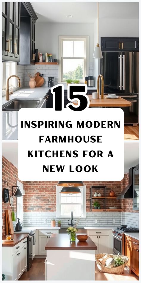 Looking to revamp your kitchen? Discover 15 stunning modern farmhouse kitchens that blend rustic charm and contemporary style perfectly. Kitchen Island Update Diy Farmhouse, Modern Farmhouse Home Interiors, Kitchen Remodel With Butcher Block, Modern Minimalist Kitchen Ideas, Modern Farmhouse Kitchen Living Room, Modern Farmhouse Condo, Ranch Style Kitchen Ideas, Modern Farmhouse Kitchen White Cabinets, 2025 House Trends