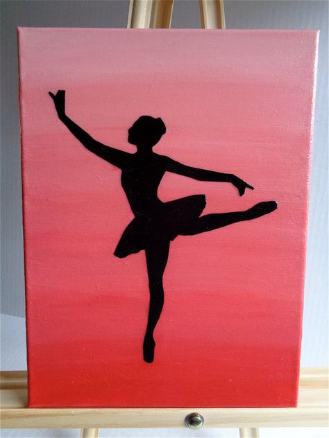 Pink Ombre Ballerina Hanging wall art home by GoldenAnchorArt Ballet Painting, Ballerina Silhouette, Watercolor Girl, Dance Paintings, Siluete Umane, Silhouette Painting, Paint Canvas, Oil Pastel Art, Easy Canvas Painting