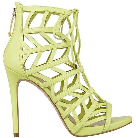 Anasia Caged Heels Heels Yellow, Yellow High Heels, Single Sole Heels, Strappy High Heels Sandals, Wrap Shoes, Yellow Sandals, Lace Up High Heels, Fashion Shoes Sandals, Caged Heels