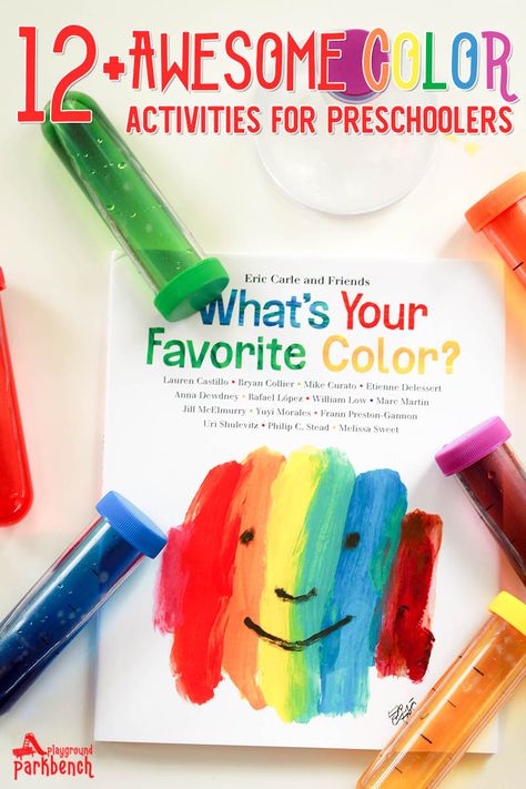 What's your favorite color? Leverage your child's favorite color to explore and learn about all colors with this list of color activities for preschoolers, covering science, art, sensory play and more! Featuring Eric Carle's latest book, What's your Favorite Color? | Preschool | STEM | STEAM | Kids Activities | Children's Books My Favorite Color Preschool, Favorite Color Preschool Activity, Stem Color Activities, Inclusion Preschool, Color Activities For Preschoolers, Rainbow Activities Preschool, Favorite Color Meaning, Color Preschool, Preschool Rainbow