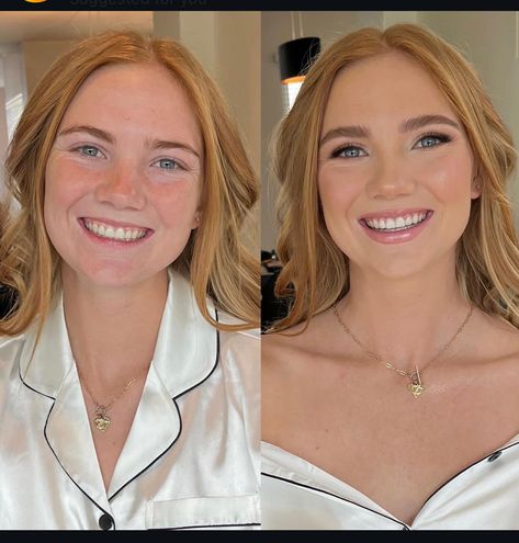 Blushing Bride Makeup Natural, Elopement Makeup Ideas, Bridal Makeup Real Brides, Braidsmaids Makeup, Natural Bridal Makeup For Redheads, Ginger Bridal Makeup, Ginger Wedding Makeup, Strawberry Blonde Wedding Makeup, Soft Glam Makeup Redhead