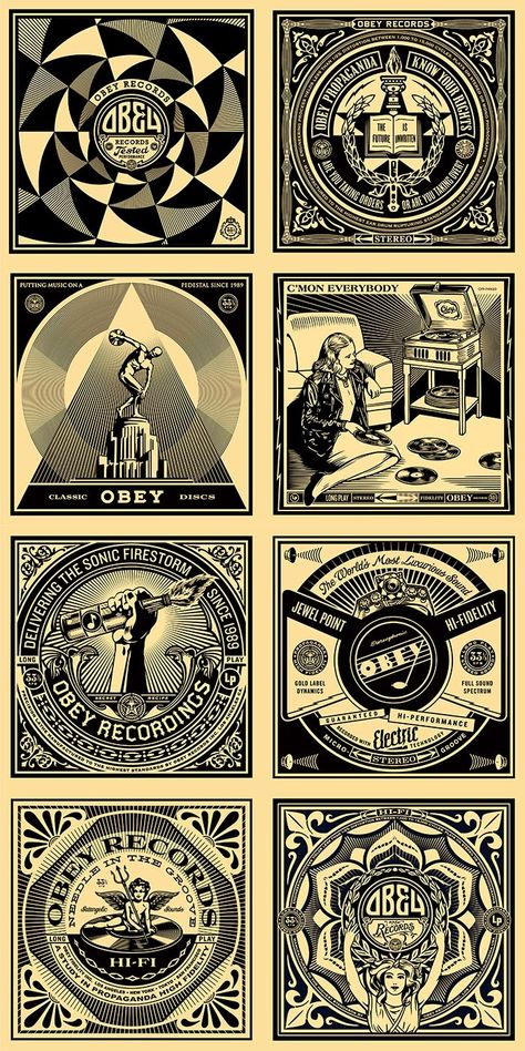 Shepard-Fairey-50-Shades-of-Black-Large-Format-Print-Set Shepard Fairey Art, Shepard Fairey Obey, Obey Art, Propaganda Art, Shepard Fairey, Arte Pop, Street Artists, 50 Shades, Large Format