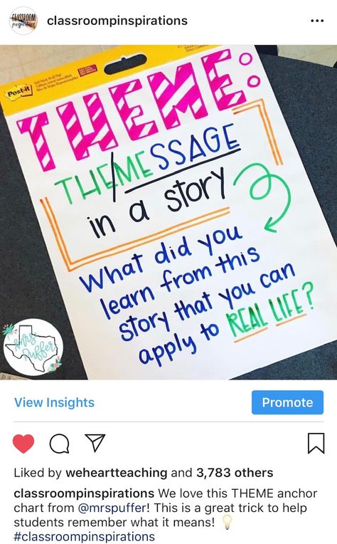 Teacher Instagram, Theme Anchor Charts, Ela Anchor Charts, Teaching Themes, Classroom Anchor Charts, Teaching 5th Grade, Teaching Second Grade, Writing Anchor Charts, Reading Anchor Charts