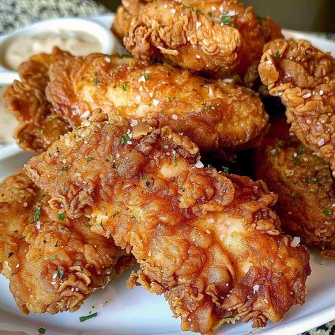 Discover the ultimate indulgence with this Southern Fried Chicken Batter recipe! Crispy, golden, and perfectly seasoned, each bite transports you to the heart of Southern cooking. #FriedChicken #SouthernCooking #ComfortFood #CrispyChicken #Homemade #Foodie #RecipeOfTheDay #Yummy #FingerLickingGood #SouthernFriedChicken #FamilyFavorite #WeekendCooking Fried Chicken Mix Recipe, Fried Chicken With Baking Powder, Southern Style Fried Chicken, Country Fried Chicken Tenders, Deep Fryer Chicken Tenders, Best Southern Fried Chicken Batter, Battered Chicken Recipes, Sweet Fried Chicken, Chicken Nugget Batter