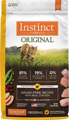 Instinct by Nature's Variety Original Grain-Free Recipe with Real Chicken Dry Cat Food, 11-lb bag - Chewy.com Grain Free Cat Food, Best Cat Food, Natural Probiotics, Grain Free Recipes, Animal Protein, Dry Cat Food, Chicken Livers, Free Cat, Healthy Digestion