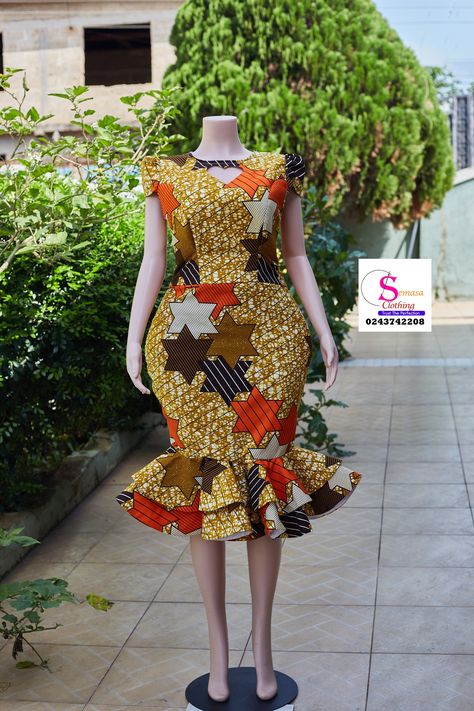 Ankara straight dress style by SEMASA CLOTHING 0243742208 African Print Straight Dress Styles, Latest Ankara Style 2024, Simple Ankara Straight Dress Styles, Simple Straight Dress Styles, Ladies Straight Dress, Fancy Ankara Dress, Straight African Dresses, Fitting Dresses Ankara Styles, Ankara Straight Dress Styles