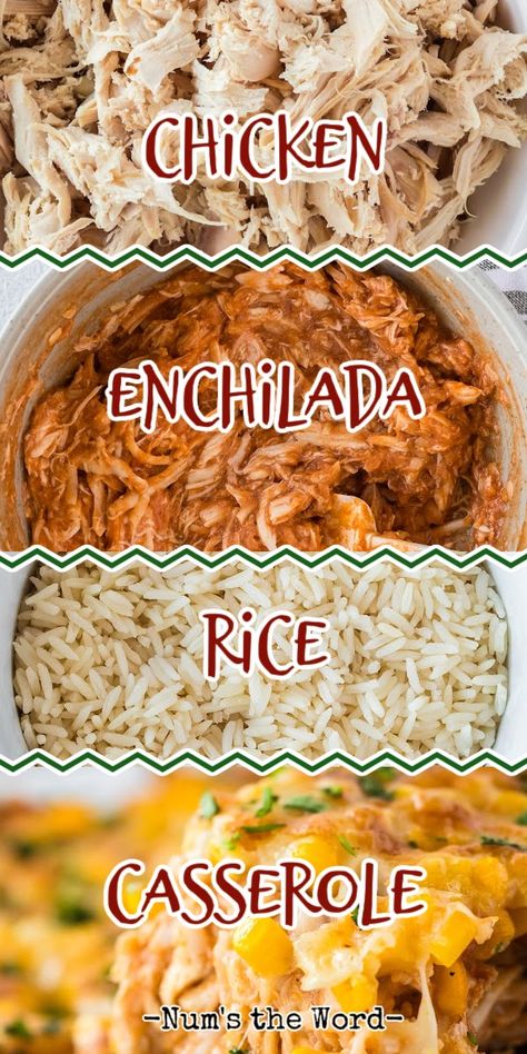 Chicken Taco Casserole With Rice, Mexican Recipe With Rotisserie Chicken, Chicken Enchiladas Rice Casserole, Chicken Enchilada Casserole No Tortilla, Chicken Rice Taco Casserole, Chicken Enchilada And Rice, Chicken Rice Enchiladas, Frozen Shredded Chicken Recipes, Mexican Chicken Rice Casserole Recipes