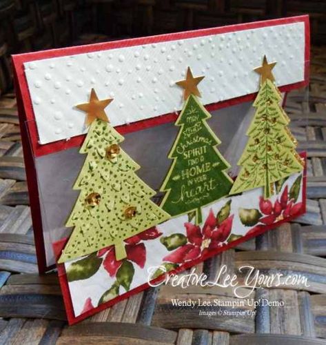 Gap Cards, Pop Up Christmas Cards, Tarjetas Pop Up, Acetate Cards, Stamped Christmas Cards, Simple Christmas Cards, Stampin Up Christmas Cards, Christmas Tree Cards, Tree Cards