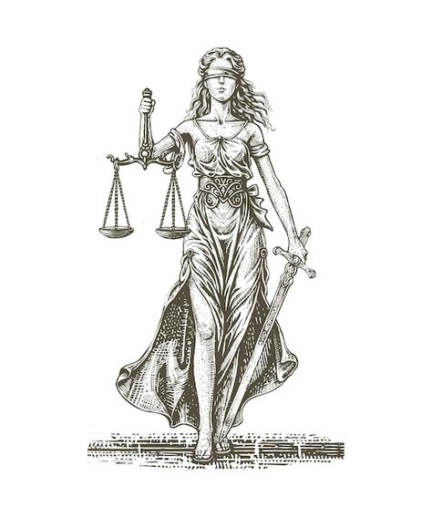 Lady Justice Tarot Card, Justice Lady Drawing, Lady Justice Tattoo Stencil, Blind Lady Justice Tattoo, Lady Justice Tattoo Men, Lady Of Justice Drawing, Lady Justice Aesthetic, Lady Of Justice Tattoo, Lady Justice Drawing