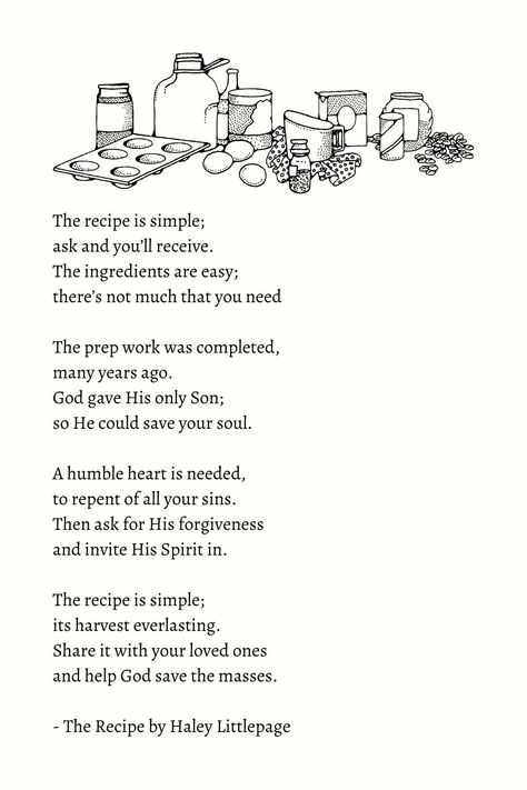 The Recipe | Homemaker Poetry Series — Humbly Haley Christian Poems On Love, Poems For Life Thoughts, Christian Spoken Word Poetry, Christian Love Poems, Christian Poems Of Encouragement, Poems About Gods Love, Christian Family Quotes, Poems About Jesus, Faith Poems