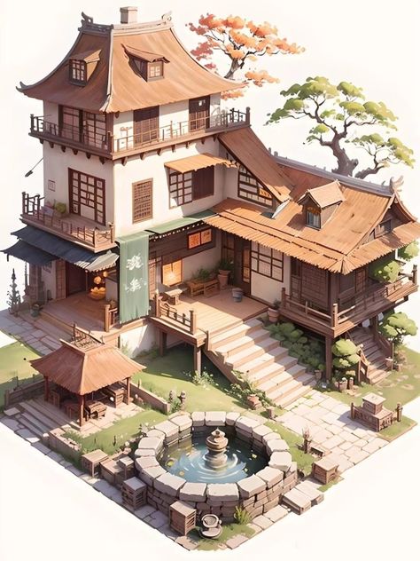 Southeast Asian Home Design, Sims 4 Tomarang, Asian House Exterior, Anime Architecture, Asian House, Woodland House, Japanese Style House, Sims 4 House Building, Japan Architecture