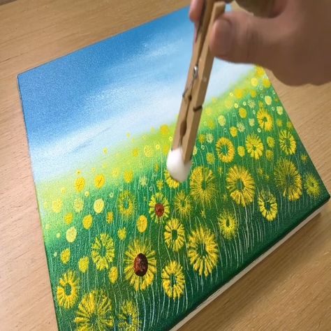 Painting a Sunflower Field | Painting a Sunflower Field | By MAY Art. Painting A Sunflower, Sunflower Field Painting, Hope Painting, May Art, Field Paint, Cork Projects, Field Painting, Paint Flowers, Sunflower Field