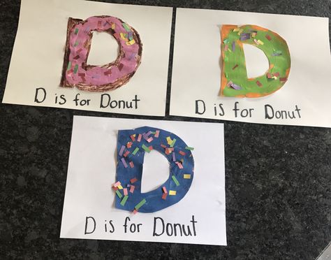 D is for Donut! Letter D craft for preschool. D For Donut Preschool, D Craft For Preschool, Pre K Letter D Crafts, D Activity For Preschoolers, Letter D Craft For Preschool, Letter D Recognition Activities, D Is For Donut Preschool, D Projects For Preschool, D Is For Craft Preschool