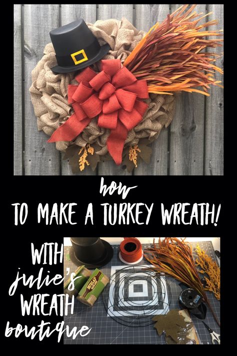 Burlap Turkey Wreath, Turkey Wreaths For Front Door Diy, Turkey Wreath Diy, Turkey Wreaths For Front Door, Julies Wreaths, Diy Front Door Wreath, Diy Thanksgiving Wreath, Thanksgiving Wreaths Diy, Diy Front Door