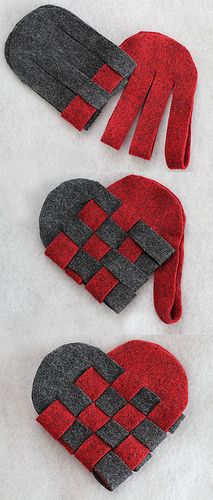 Danish heart baskets-- can be filled with candy or whatnot....bc I can never remember how to make these :0 Danish Heart, Valentine Day Crafts, Felt Ornaments, Valentine Crafts, Felting Projects, Cute Crafts, Crafts To Do, Felt Crafts, Kids Crafts