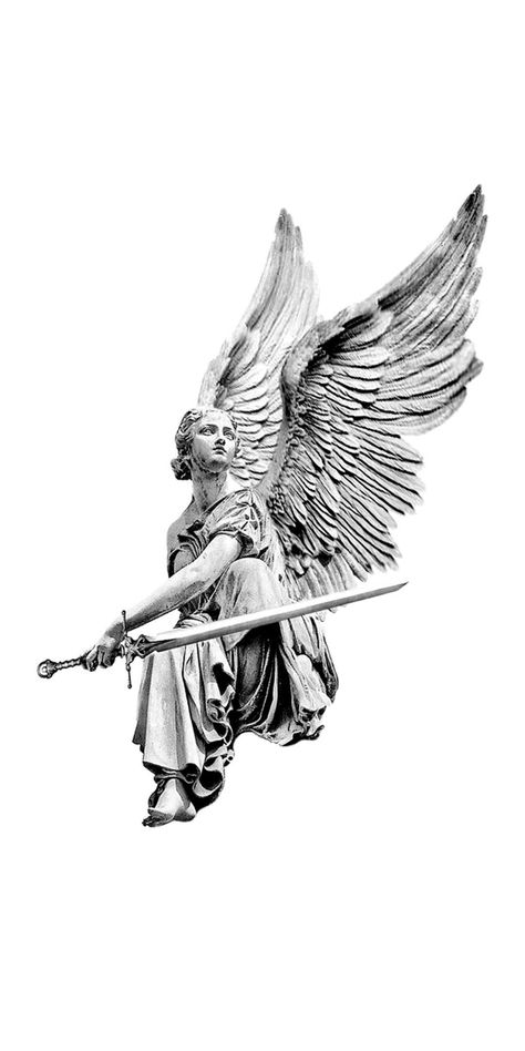 Realism Angel Tattoo Designs, Angelic Tattoo Designs, Ancient Greek Art Tattoo, Realism Statue Tattoo, Angel Swordsman, Angel Sculpture Tattoo, Greek Angel Tattoo, Tattoos Statue, Greek Mythology Tattoos Sleeve Ideas