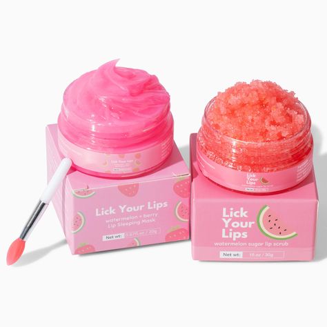 PRICES MAY VARY. Lip Scrub & Lip Sleeping Mask Combo – Get the ultimate spa night experience in the comfort of your own home! This set includes a lip scrub for cleansing and prepping and a lip mask to hydrate and revitalize your lips as you sleep. You’ll wake up with irresistibly soft and nourished lips every time. Intense Overnight Hydration – Enriched with potent ingredients such as Hyaluronic Acid and Vitamin C, this overnight lip mask works while you sleep to fix dry, cracked lips. Add this Lip Stuff Products, Lip Care Kit, Skin Care Sets & Kits, Gifts To Ask For Birthday, Cheap Skincare Products, Lip Applicator, Fun Skincare, Cute Lip Balm, Watermelon Lip Scrub