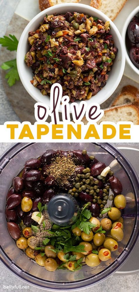 This mixed Olive Tapenade recipe features the classic ingredients of Provence, France – olives, capers, and anchovies. It’s perfect as an appetizer, on bread or crackers, and so easy to make! Olive Tapenade Recipe, Olive Appetizer, Olive Dip, Tapenade Recipe, Olive Spread, Olive Recipes, Olive Tapenade, Green Olives, Tapenade