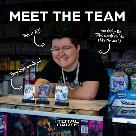 Come and learn more about our awesome staff over on our blog! This week we are highlighting AJ from our social team! https://www.totalcards.net/blog/meet-the-team/meet-the-team-aj Meet The Team Poster Design, Team Introduction Ideas, Meet The Staff Instagram Post, Meet The Team Page Design, Team Introduction Design Instagram Post, Team Introduction Design, Meet The Team Post, Meet The Team Design Layout, Meet Our Team Design