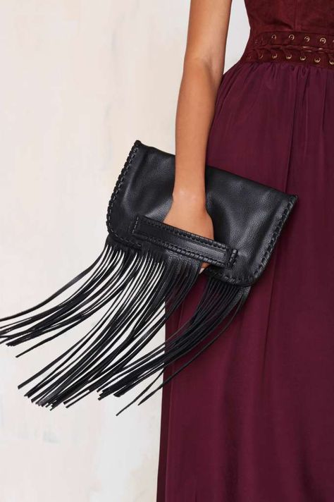 B-low the Belt Totem Leather Fringe Clutch - Bags + Backpacks Fringe Clutch, B Low The Belt, Fringe Handbags, Jewelry Scarves, Diy Leather Bag, Shop Accessories, Fringe Bags, Leather Clutch Bags, Leather Fringe