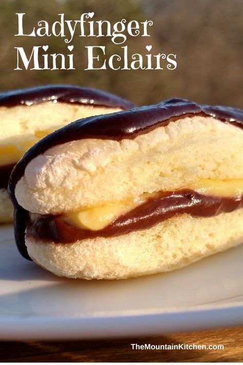 Finger Dessert, Lady Fingers Dessert, Mini Eclairs, Eclairs Recipe, Lady Fingers Recipe, Dessert No Bake, Finger Desserts, Lady Finger Cookies, Eclair Recipe