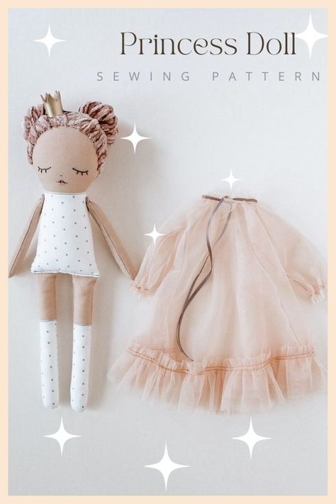 Princess Doll sewing pattern. The designer has made this tutorial very detailed so that even a beginner can make it with ease. These dolls are great as a gift for all ages, as a toy, or as an art piece/decoration. It's very versatile and easy to customize, and a great printable gift to give for someone who is starting to sew. Beginner Doll Sewing Pattern, Mini Doll Sewing Pattern Free, Pdf Doll Pattern Free, Linen Doll Pattern, Princess Sewing Pattern, Free Fabric Doll Patterns, Diy Doll Sewing Pattern, Fabric Doll Sewing Pattern, Diy Doll Patterns Free