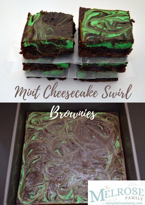 Mint Cheesecake Swirl Brownies from Flavor by Four 🍫 St. Patrick's day is almost here. These quick and easy recipe would be perfect to serve. 💚  ⁣⁣#themelrosefamily #newrecipe #mintcheesecake #swirlbrownies #stpatrick Cheesecake Swirl Brownies, St Patrick's Day Desserts, Mint Cheesecake, St Patrick's Day Cookies, Swirl Brownies, Homemade Snickers, Trifle Pudding, Holiday Baking Recipes, Irish Food