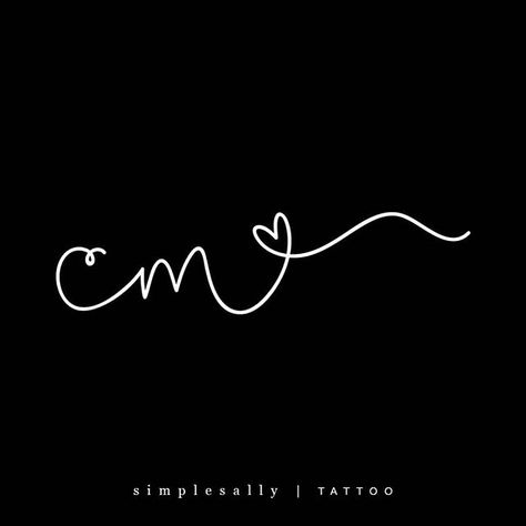 Minimal initials tiny tattoo by Simple Sally | #minimaltattoo #simpletattoo #cursivetattoo #simplesally #handlettering #initialstattoo #tattoosforwomen Letter M Tattoos, Tattoo Mom, Diy Tattoo Permanent, Cursive Tattoos, M Tattoos, Tattoo Schrift, Tattoos Geometric, Initial Tattoo, Tiny Tattoo