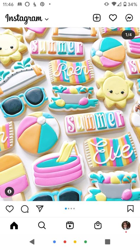 Pool Party Themed Cookies, Pool Birthday Party Cupcakes, Pool Party Royal Icing Cookies, Pool Theme Cookies, Summer Time Cookies Decorated, Swimming Pool Cookies, Pool Party Cupcake Cake, Pool Party Decorated Cookies, Pool Party Cookie Cake