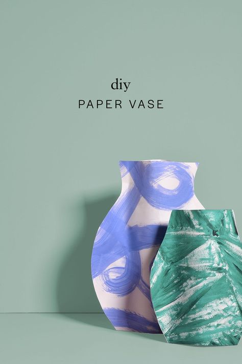 Paper Mache Vase, Paper Flower Vase, Paper Flower Arrangements, Paper Pot, Unique Vase, Paper Vase, Vase Crafts, Putao, Paper Diy