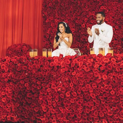 Wedding Black Wedding Decorations, Erica Mena, Red Wedding Decorations, Red Wedding Theme, Nigerian Bride, Caribbean Wedding, Glam Party, Wedding Stage, Wedding Goals