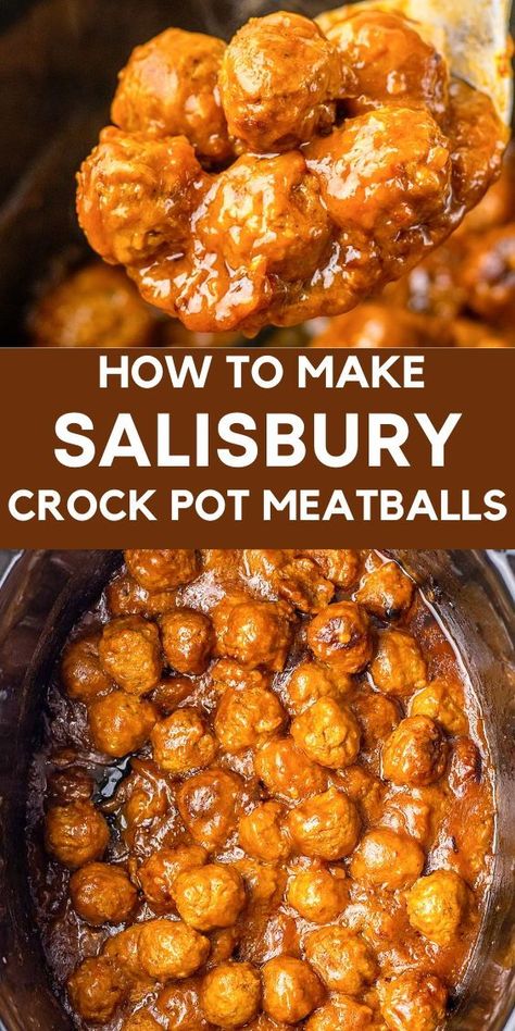 Discover the ultimate comfort food with this crockpot Salisbury steak meatballs recipe. Perfect for those busy nights, this dish combines the ease of frozen meatballs with a rich, savory gravy sauce that simmers to perfection in your slow cooker. Ideal for gameday gatherings or a cozy family dinner, these au jus meatballs are a crowd-pleaser that requires minimal prep but delivers maximum flavor. Make your next slow cooker dinner a hit with this easy-to-follow recipe. Crockpot Dinner Meatballs, Dinners To Make With Meatballs, Sloppy Joe Meatballs, Crockpot Spaghetti With Frozen Meatballs, Easy Crockpot Dinners For A Crowd, The Best Crockpot Meatballs, Quick Easy Winter Dinner, Minimal Dinner Ideas, Crockpot Meals Meatballs