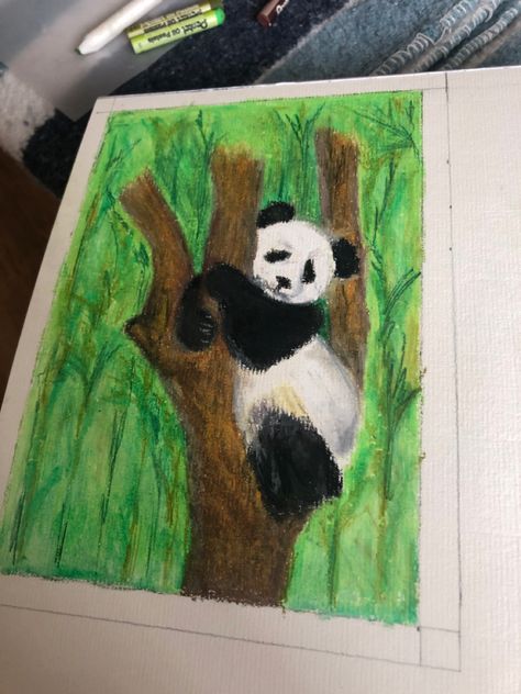 Panda Oil Pastel, Animals Oil Pastels, Oil Pastel Animal Drawings, Animal Oil Pastel, Oil Pastel Animals, Pastel Projects, Colored Pencil Artwork Ideas, Oil Pastel Crayons, Panda Painting