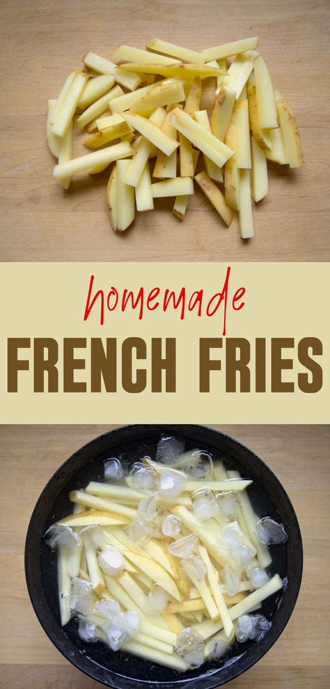 Easy homemade french fries fried in healthy beef tallow Easy Homemade French Fries, French Fries Recipe Homemade, Healthy French Fries, Make French Fries, Oven Baked French Fries, Baked French Fries, Making French Fries, Homemade Fries, French Fries Recipe