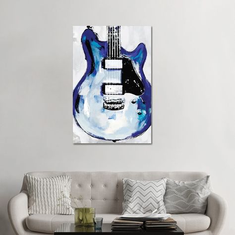 Great art deserves to be on canvas! Vinyl Painting, Vinyl Paintings, Guitar Painting, Guitar Art, Creative Painting, Best Canvas, Art Store, Electric Blue, Bed Bath Beyond