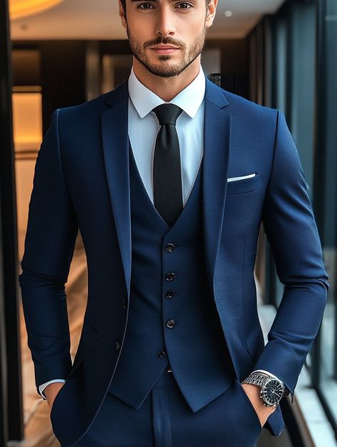 Experience the elegance of our tailored navy suits. Visit our website to find your perfect fit.   https://suitcentury.com/suits/navy-suit  #SharpStyle #MensWear #menssuitstyle #mensfashion #menssuits #mensstyle #suitstyle #suits #menstyle #suitup #menswear #suitandtie #men #dapperfashion #style #suitsformen #mensfashionblog #suited Navy Blue Suit Men Wedding, Navy Blue Mens Suits Wedding, Dark Blue Suit Wedding, Navy Blue Suit Men, Suits For Guys, Wedding Suits Men Blue, Navy Blue Groom, Blue Mens Suit, Formal Suits Men