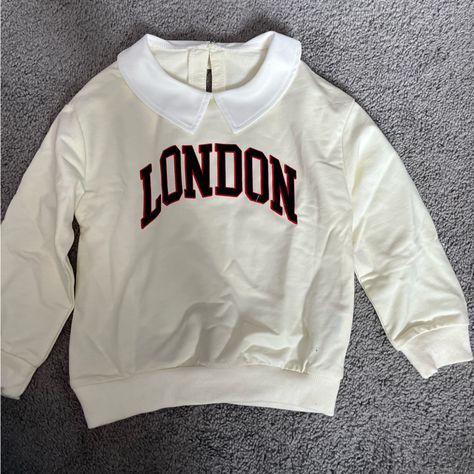 Sweatshirt Says London Size 4t Never Worn Shein Shein Shirts, Collared Sweatshirt, Size 4t, Kids Sweatshirt, White Collar, White Tops, Shirts Tops, Kids Shop, Sweatshirts Hoodie