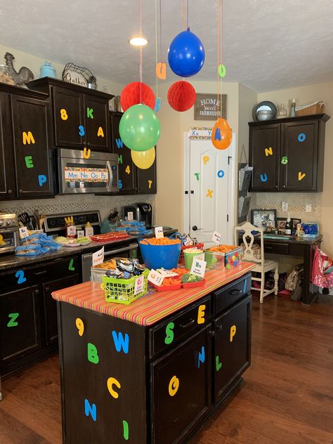 Abc Theme Birthday Party Ideas, Alphabet Theme Birthday Party Ideas, Umizoomi Birthday Party, Alphabet Birthday Party Theme, Alphabet Party Ideas, Abc 123 Birthday Party Ideas, Abc Theme Birthday Party, Abc Birthday Party Ideas, Alphabet Themed Birthday Party