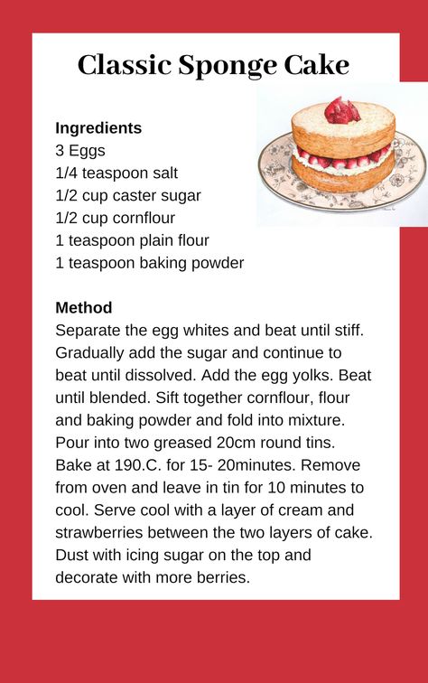 Classic Sponge Cake Recipe Sponch Cake Recipe, How To Make Sponge Cake Recipes, Sponge Cake Recipes Easy, Classic White Cake Recipe, Best Victoria Sponge Cake Recipe, How To Make Cake Recipes, Classic Victoria Sponge Cake, How To Make A Sponge Cake, How To Bake Cake Step By Step