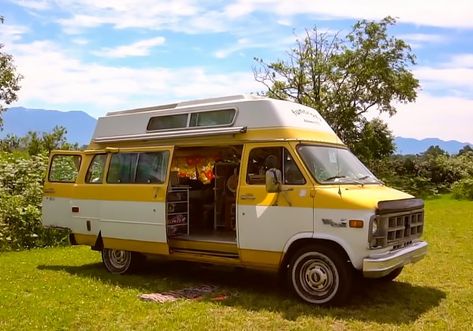 L.J. has been living in a vintage 1977 GMC Vandura camper van conversion in Vancouver, BC for 3 years while working a 9-5 job in HR. Image © Exploring Alternatives Chevy G20 Conversion Van, Dodge Camper Van, Bohemian Van, Chevy Conversion Van, Retro Camper Van, Chevy G20, Gmc Vandura, Money And Travel, Cheap Van