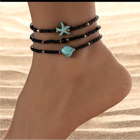 This Gorgeous Set Of Anklet’s Are Dainty & So Adorable! Wear 1 Individually Or All 3 Together! Feel Super Sexy This Summer And All Year Long! You Will Always Find A Wide Variety Of Anklet’s In My Closet! Some Very Simple But No Matter What Size We Are They Truly Look Great On Any Ankle!!! Diy Anklets, Diy Anklet, Anklet Ideas, Turquoise Anklet, Hand Beaded Jewelry, Ankle Bracelets Diy, Wax Cord Bracelet, Handmade Anklets, Beaded Ankle Bracelets