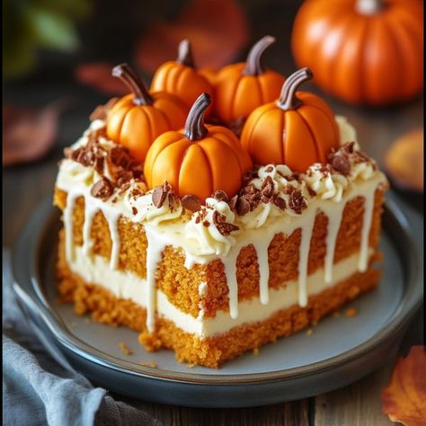 FAMILY RECIPES COMMUNITY | Pumpkin Patch Poke Cake 🎃🍰 | Facebook Homemade Spice Cake, Pumpkin Patch Cake, Spice Cake Mix, Homemade Spices, Recipe Community, Poke Cake, Spice Cake, Cake Ingredients, Family Recipes