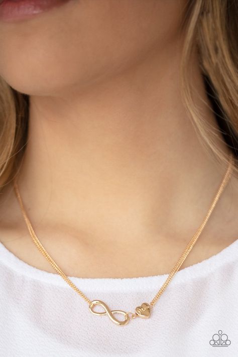 Infinity Necklace Gold, Necklace Length Chart, Heart Stamp, Infinity Necklace, Necklace Chain Lengths, Paparazzi Accessories, Sell Gold, Mom Necklace, Paparazzi Jewelry