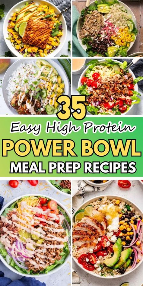 Looking for easy and healthy protein bowl recipes for your meals? Our 35 options include chicken rice bowls, vegan bowls, and quinoa bowls that are perfect for any time of the day. Save this pin for a variety of delicious and nutritious meal ideas. Nikki Gets Fit Bowls, One Bowl Meals Healthy, Nutritional Weight And Wellness Recipes, Healthy Easy Bowls, Dairy Free Bowl Recipes, Healthy Bowl Lunch Ideas, Healthy Bowl Meal Prep, Protein Bowls Vegetarian, Quick Bowl Recipes