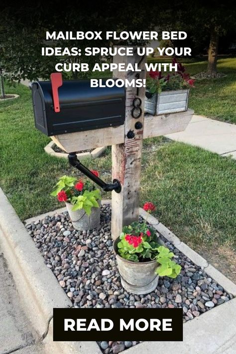 Mailbox with a flower bed featuring colorful blooms, showcasing a curb appeal idea. Mail Box Ideas Curb Appeal, Mailbox Ideas Curb Appeal, Mailbox Curb Appeal, Mailbox Flower Bed Ideas, Mailbox Flower Bed, Mailbox Flowers, Brick Mailbox, Succulent Wall Garden, Mailbox Garden