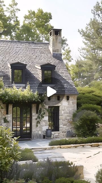 Quaint Cottage Exterior, Stone Cottage With Porch, Cottage New Build, Old English Cottage Exterior, Wisconsin Countryside, European Cottage Exterior, Rustic Cottage Exterior, Big Cottage House, English Cottage House