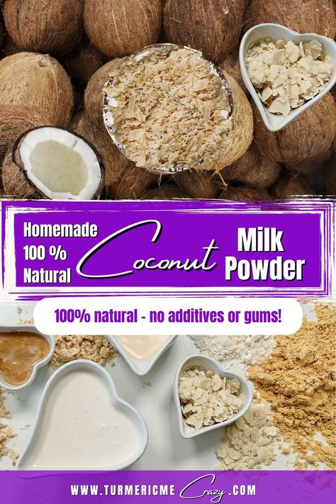 Finally! 100% Natural Coconut Milk Powder! Easily make your own plant based powdered milk at home! It's additive, preservative & gum free! Making your own coconut milk powder has many benefits. It can be cost-effective, allow you to control the quality of your ingredients, result in fresher products, be customizable to your preferences, and be more environmentally friendly. Let us show you how! plant based milk powder, natural coconut milk powder, dried coconut milk, dairy free milk powder Coconut Powder Recipes, Lactose Intolerant Diet, Dairy Free Recipes Healthy, Make Coconut Milk, Dairy Free Baking, Casein Protein, Lactose Free Diet, Coconut Milk Powder, Dairy Free Diet