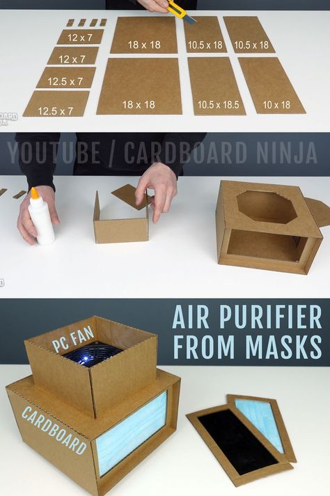 Diy Air Purifier How To Make, Diy Air Filter, Diy Air Purifier, 5 Minutes Craft, Plant Training, Crunchy Mama, Craft To Make, Cardboard Diy, Grow Room