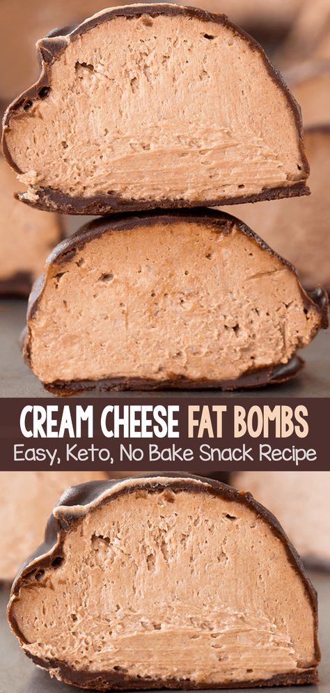 Low Carb Keto Chocolate Cream Cheese Bombs Snack Recipe Keto Chocolate Cream Cheese, Cream Cheese Ball, Chocolate Covered Katie, Sweet Potato Brownies, Keto Cream, Low Carb Cheesecake, Vegan Peanut Butter, Chocolate Cream Cheese, Keto Chocolate