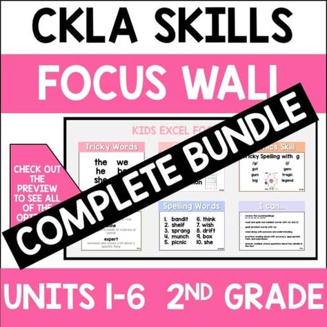 2nd Grade CKLA Skills Focus Wall COMPLETED BUNDLE by Elementary with Elyse Literature Activities, 2nd Grade Ela, Focus Wall, Tricky Words, 2nd Grade Classroom, Learning Time, New Classroom, Spelling Words, Teaching Classroom